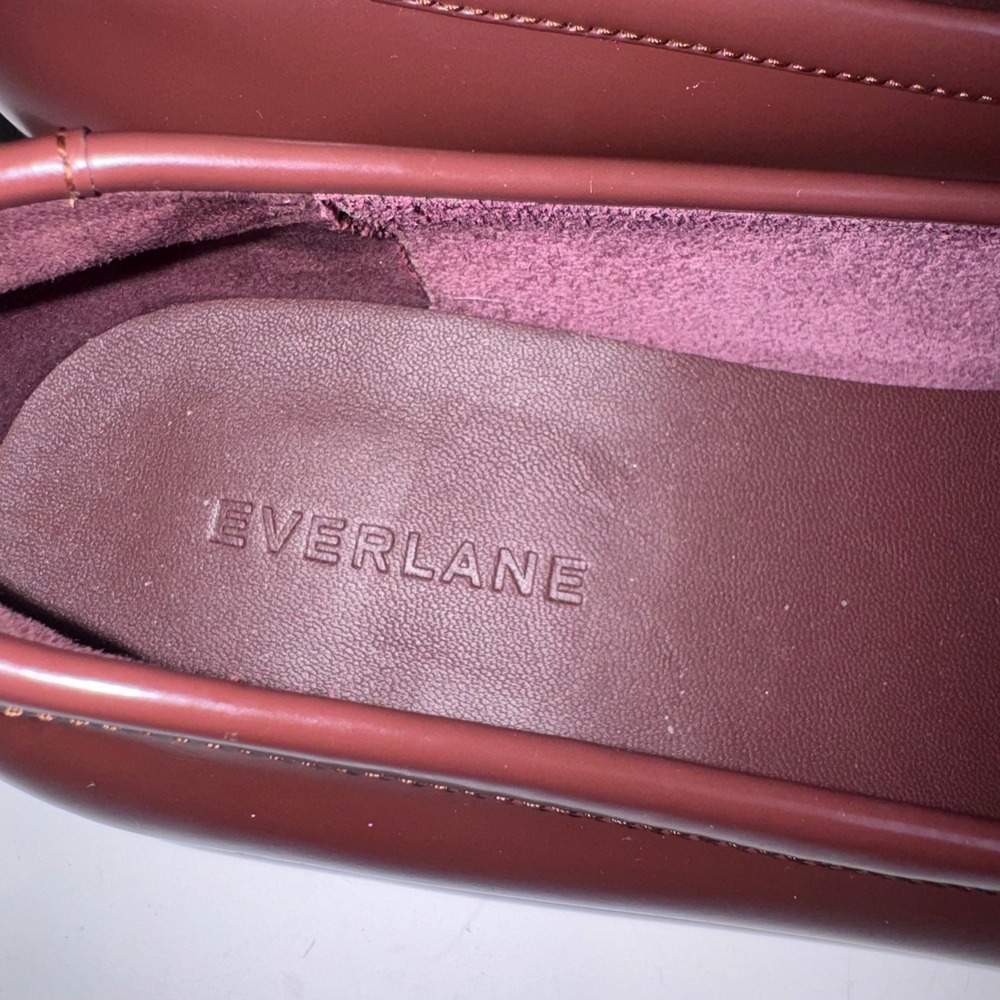 Everlane Penny Loafer Women 9.5 Burgundy Oxblood Leather Apron Toe Slip On - Picture 10 of 10